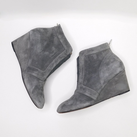 Taryn Rose Shoes - TARYN ROSE Kamer Gray Suede Wedge Boots Booties Stretch Front $380 ~ 9